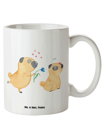 Mr. & Mrs. Panda XL Tasse Mops Verliebt ohne Spruch in Weiß