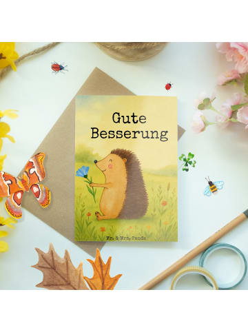 Mr. & Mrs. Panda Grußkarte Igel Blumen Design mit Spruch in Weiß