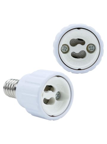 Intirilife 4er Set Lampenadapter E14 auf GU10 in WEISS