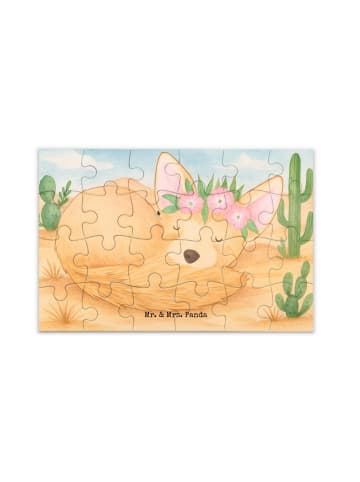 Mr. & Mrs. Panda Puzzle Wüstenfuchs Blumen Design ohne Spruch in Weiß