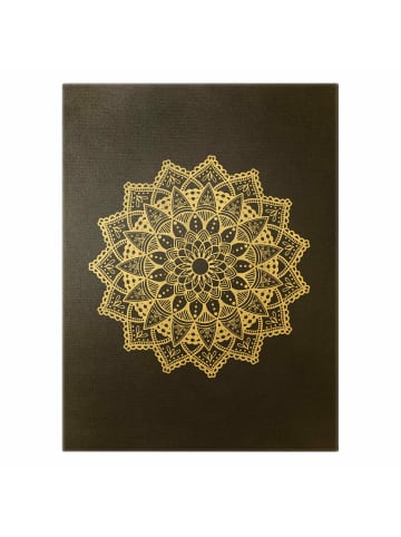 WALLART Leinwandbild Gold - Mandala Illustration Ornament Weiß schwarz in Schwarz-Weiß