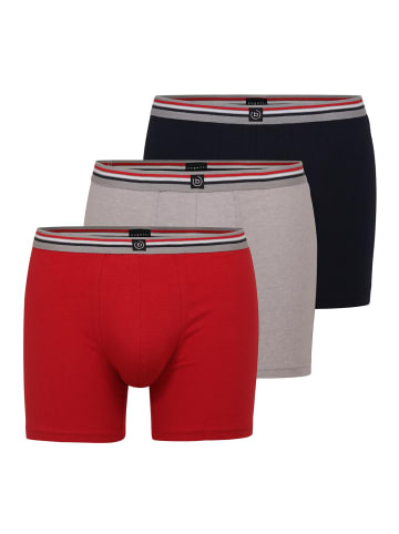 Bugatti Boxershorts 3er Pack in Rot / Grau / Navy