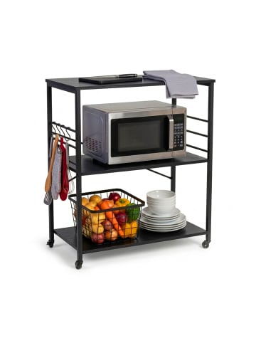 relaxdays Küchenrollwagen in Schwarz - (B)80x (H)89 x (T)40 cm