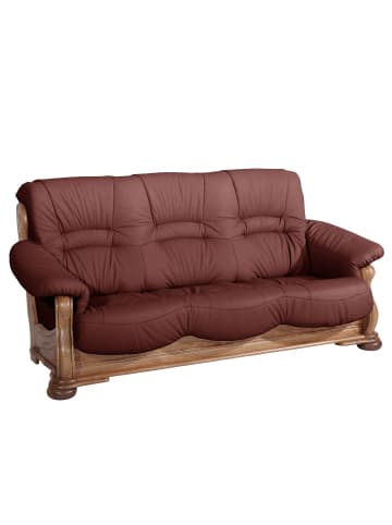58 aufm Kessel SOFA 3-Sitzer Katlin Bezug Echtleder Eiche rustikal P43 / rot