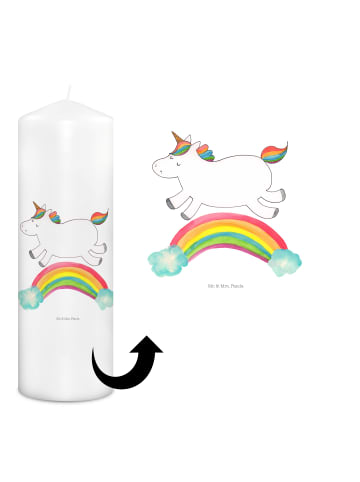 Mr. & Mrs. Panda Kerze Mit Spruch Einhorn Regenbogen ohne Spruch in Weiß