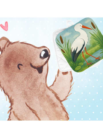 Mr. & Mrs. Panda Topflappen Storch Design ohne Spruch in Weiß