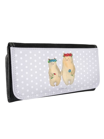 Mr. & Mrs. Panda Portemonnaie für Damen Bären mit Blumenkranz oh... in Grau Pastell