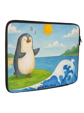 Mr. & Mrs. Panda Laptop Tasche Pinguin Surfer Design ohne Spruch in Weiß