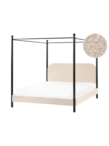 Beliani Himmelbett DANNEMOIS in Beige/Schwarz - (W) 170 x (H) 180 x (L) 211 cm