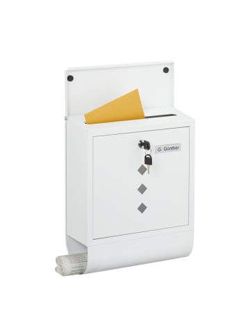 relaxdays Briefkasten mit Zeitungsfach in Weiß