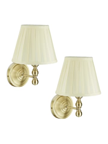 relaxdays 2 x Wandlampe in Cremeweiß/ Messing - (B)29 x (H)30 x (T)23,5 cm