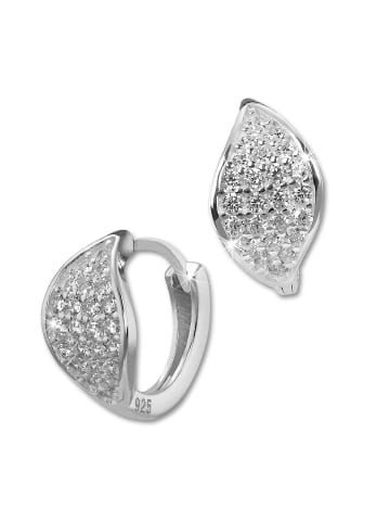 SilberDream 925er Sterling Silber, glanz Damen Creolen Blatt Ohrring ca. 14mm