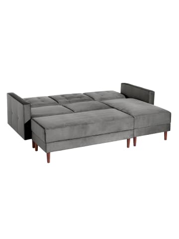 58 aufm Kessel FUNKTIONSSOFA mit Hocker Katunia Samtvelours grau