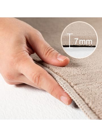 KADIMA DESIGN Teppich Kurzflor Waschbar Einfarbig LECH Microfaser OEKO-TEX in Beige