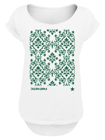 F4NT4STIC Long Cut T-Shirt Blumen Muster Grün in weiß