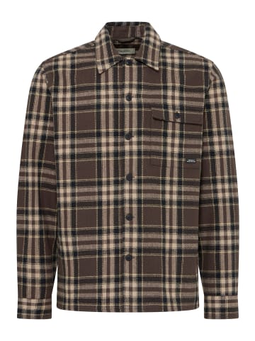 BLEND Langarmshirt Knopfleiste Karomuster Modisch in Braun