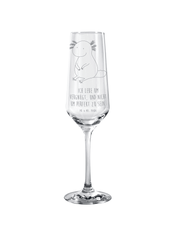 Mr. & Mrs. Panda Champagnerglas Axolotl Niedlich mit Spruch in Transparent
