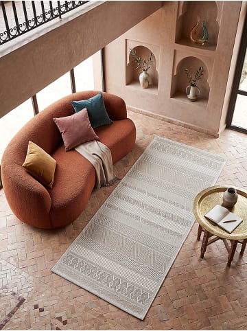 KADIMA DESIGN ESERA Teppichläufer Beige 67x180 Streifen Polypropylen Wohnzimmer in Beige