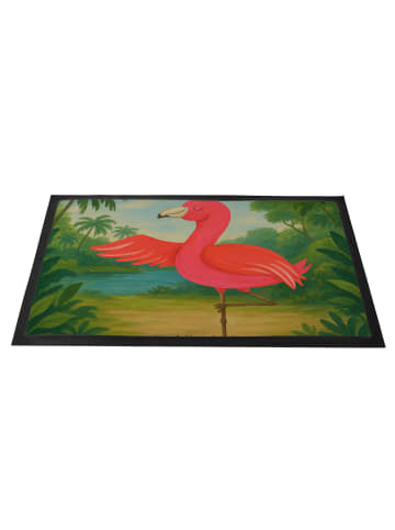 Mr. & Mrs. Panda Schmutzfangmatte Flamingo Yoga Design ohne Spruch in Weiß
