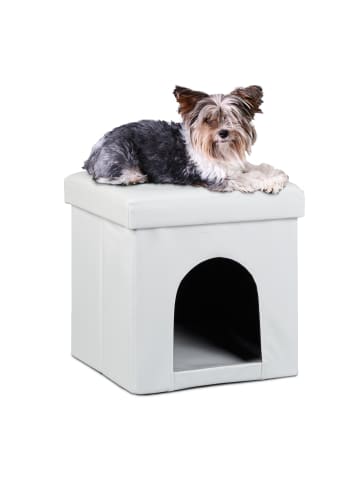 relaxdays Hundebox Sitzhocker in Weiß - (B)38 x (H)38 x (T)38 cm