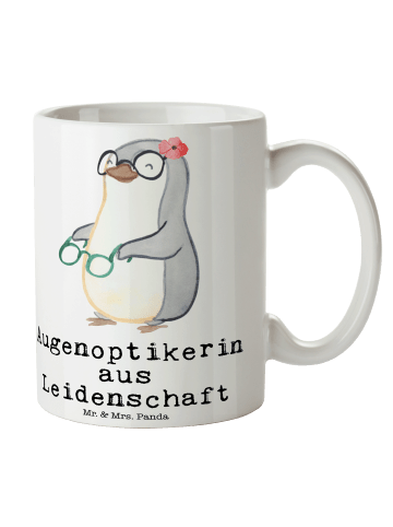 Mr. & Mrs. Panda Tasse Augenoptikerin Leidenschaft mit Spruch in Weiß