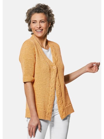 GOLDNER Kurzgröße:  Bändchengarnstrickjacke Bändchengarn-Strickjacke mit Details in honig