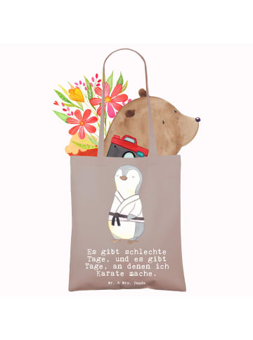 Mr. & Mrs. Panda Tasche Pinguin Karate mit Spruch in Braun Pastell