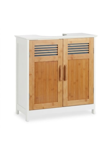 relaxdays Waschbeckenunterschrank in Natur/Weiß - (B)60 x (H)60 x (T)30 cm