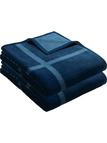 LOOKS by Wolfgang Joop Jacquard, Baumwollmischung Wohndecke 2er-Pack in blau