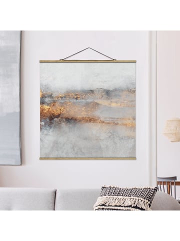 WALLART Stoffbild - E. Fredriksson - Gold-Grauer Nebel in Grau