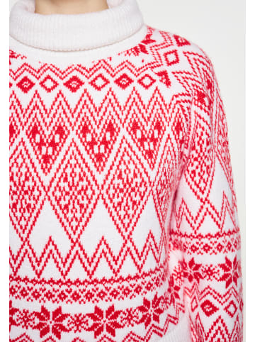 myMo Damen Strick Pullover in Rot Weiss