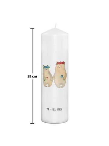Mr. & Mrs. Panda Kerze Bären mit Blumenkranz ohne Spruch in Weiß