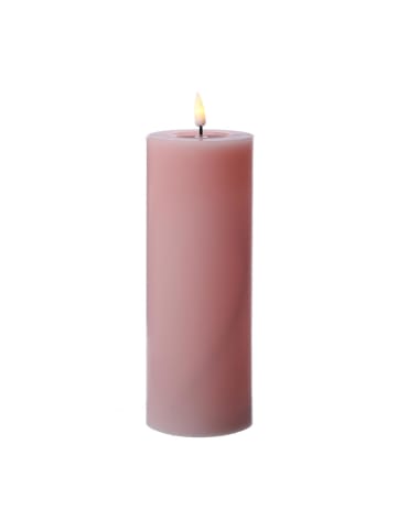 Deluxe Homeart LED Kerze Mia Echtwachs flackernd H: 20cm D: 7,5cm in rosa