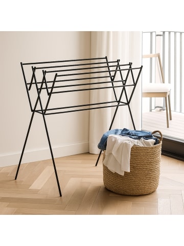 NUXIO Klapbarer Wäscheständer HARMEN in Schwarz, (B) 97 x (H) 108 x (L) 60 cm