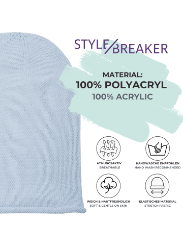 styleBREAKER Feinstrick Beanie Mütze in Hellgrau