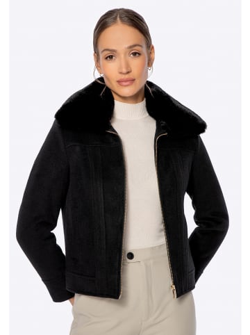 Wittchen Kurze Jacke mit abnehmbarem Kunstfell in Black
