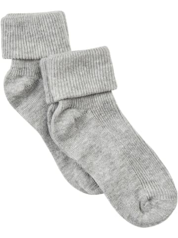 Minymo Kinder Socken "Baby rib sock w. fold (2-pack)" in Grau