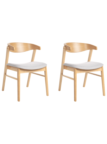 Beliani 2er-Set Esszimmerstuhl LILLY in Grau/Heller Holzfarbton