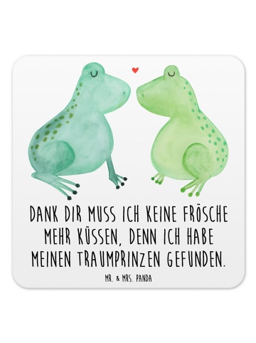 Mr. & Mrs. Panda Glasuntersetzer Frosch Liebe mit Spruch in Weiß