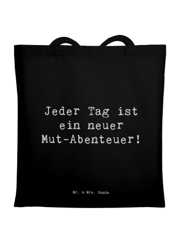 Mr. & Mrs. Panda Jutetasche Spruch Angst überwinden Abenteuer mi... in Schwarz
