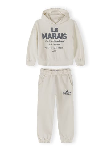 Minoti 2-tlg Langarmshirt & Hose 30FLEECE159 in weiß