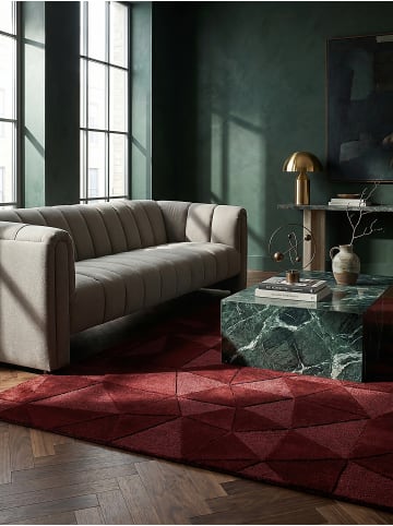 KADIMA DESIGN Wollteppich Kurzflor DEBEN Geometrisch Abstrakt Handgetuftet in Rot