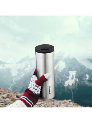relaxdays Thermobecher in Silber/ Schwarz - 400 ml