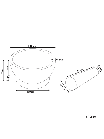 Beliani Serviergeschirr QENA in Braun/Schwarz - (W) 12 x (H) 7 x (L) 12 cm