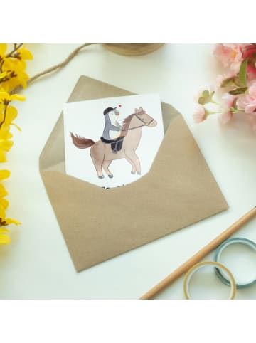 Mr. & Mrs. Panda Beileidskarte Pferd Reiten mit Spruch in Weiß