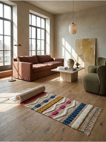 KADIMA DESIGN Naturfaser-Teppich Handgewebt WHARFE Boho Gestreift Wohnlich in Natur-Multicolor