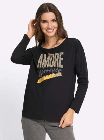 Sieh an! Langarm-Shirt in schwarz-taupe