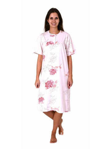 NORMANN Kurzarm Nachthemd Knopfleiste am Hals - 80141 in rosa
