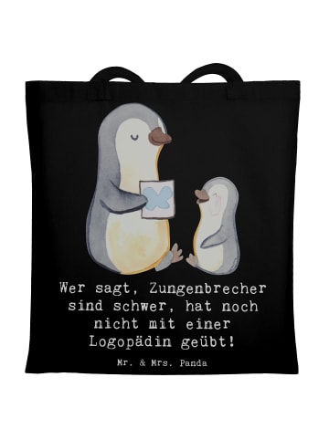 Mr. & Mrs. Panda Shopper Training mit Logopädin mit Spruch in Schwarz