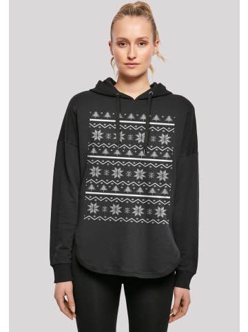 F4NT4STIC Oversized Hoodie Scandinavian Muster Weihnachten in schwarz
